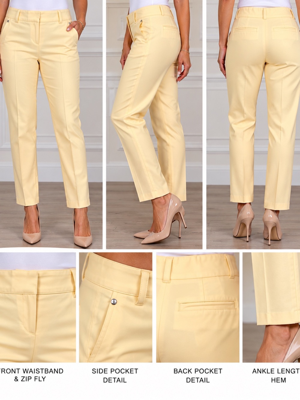 White House Black Market Yellow Stretch Ankle Pants Size 4